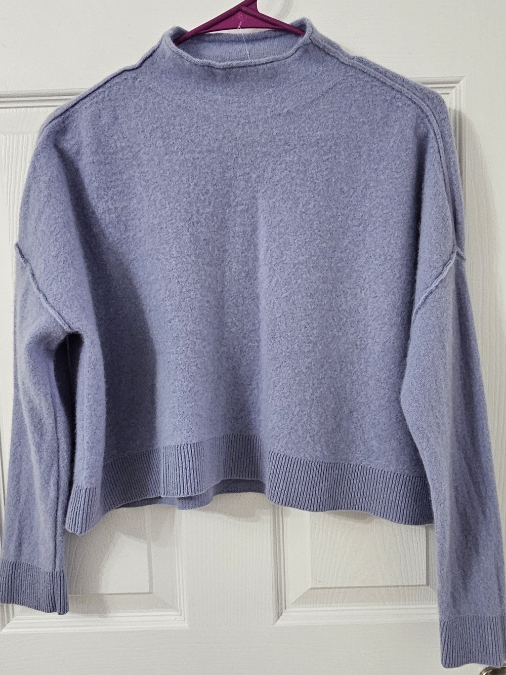 Pilcro Cashmere Cozy Boxy Mock Neck Sweater in Blue